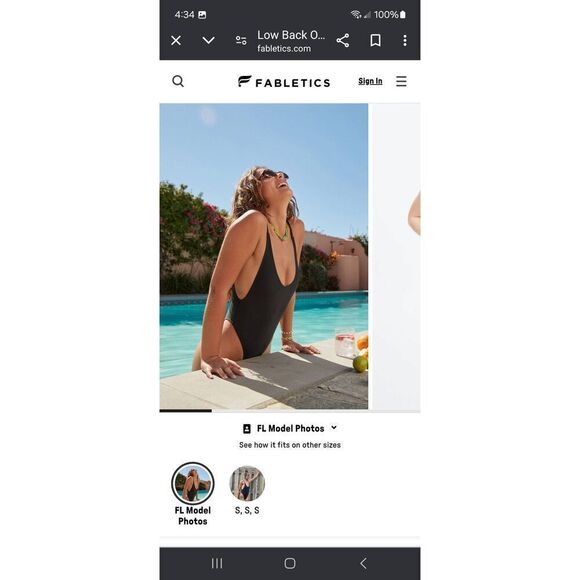 New Large Fabletics Black NOA Sexy Low Back One Piece Swimsuit Bathing Suit NWT - Picture 2 of 10